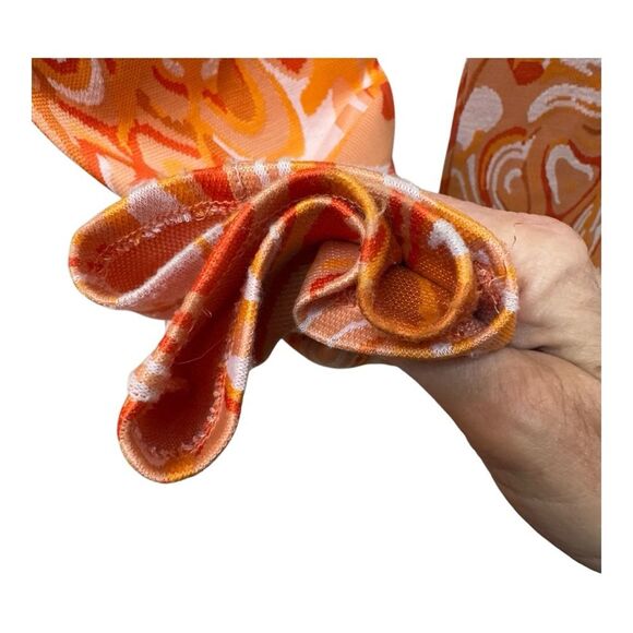 Retro Orange Swirl Print Flare Pants Groovy 70s Style Festival - Picture 4 of 9